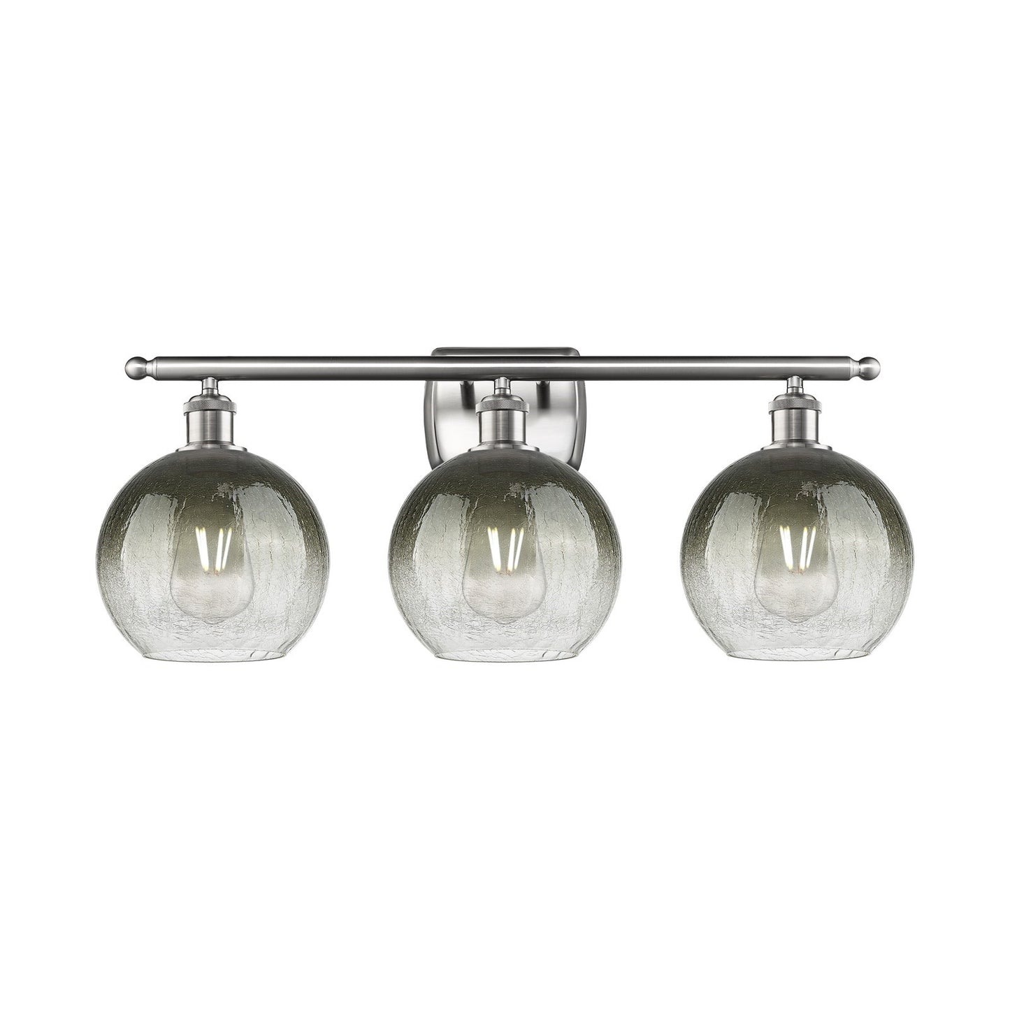 Innovations Brookhaven Globe 28in 3-Light Vanity Light | Industrial Brushed Satin Nickel and Slate Glass | Bathroom Vanity | Model 516-3W-SN-G483-8SL