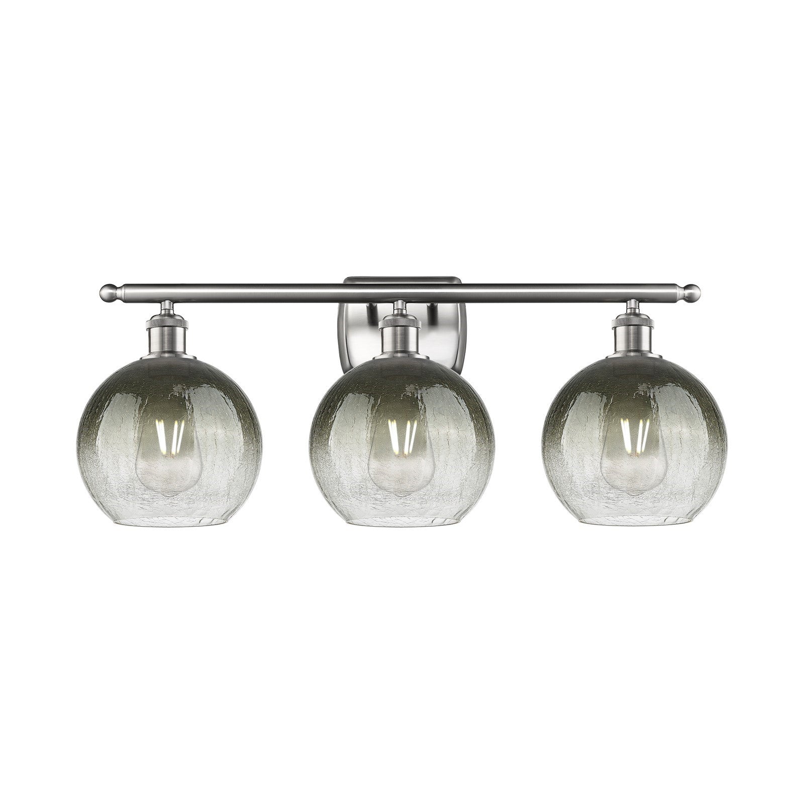 Innovations Brookhaven Globe 28in 3-Light Vanity Light | Industrial Brushed Satin Nickel and Slate Glass | Bathroom Vanity | Model 516-3W-SN-G483-8SL