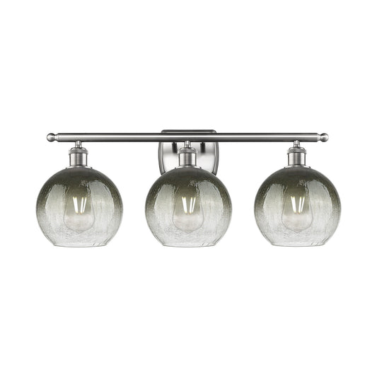 Innovations Brookhaven Globe 28in 3-Light Vanity Light | Industrial Brushed Satin Nickel and Slate Glass | Bathroom Vanity | Model 516-3W-SN-G483-8SL