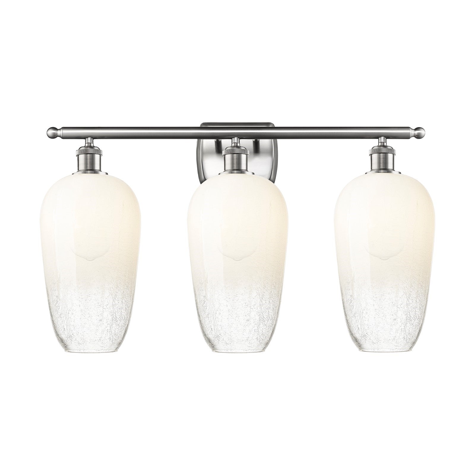 Innovations Brookhaven Flute 27in 3-Light Bath Vanity Light | Industrial Brushed Satin Nickel and Opal Glass | Bathroom Vanity | Model 516-3W-SN-G484-7OP