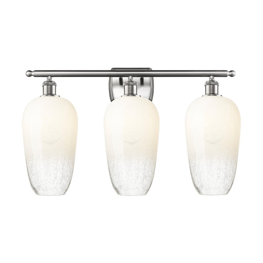 Innovations Brookhaven Flute 27in 3-Light Bath Vanity Light | Industrial Brushed Satin Nickel and Opal Glass | Bathroom Vanity | Model 516-3W-SN-G484-7OP