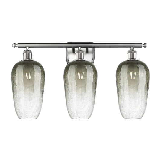 Innovations Brookhaven Flute 27in 3-Light Bath Vanity Light | Industrial Brushed Satin Nickel and Slate Glass | Bathroom Vanity | Model 516-3W-SN-G484-7SL