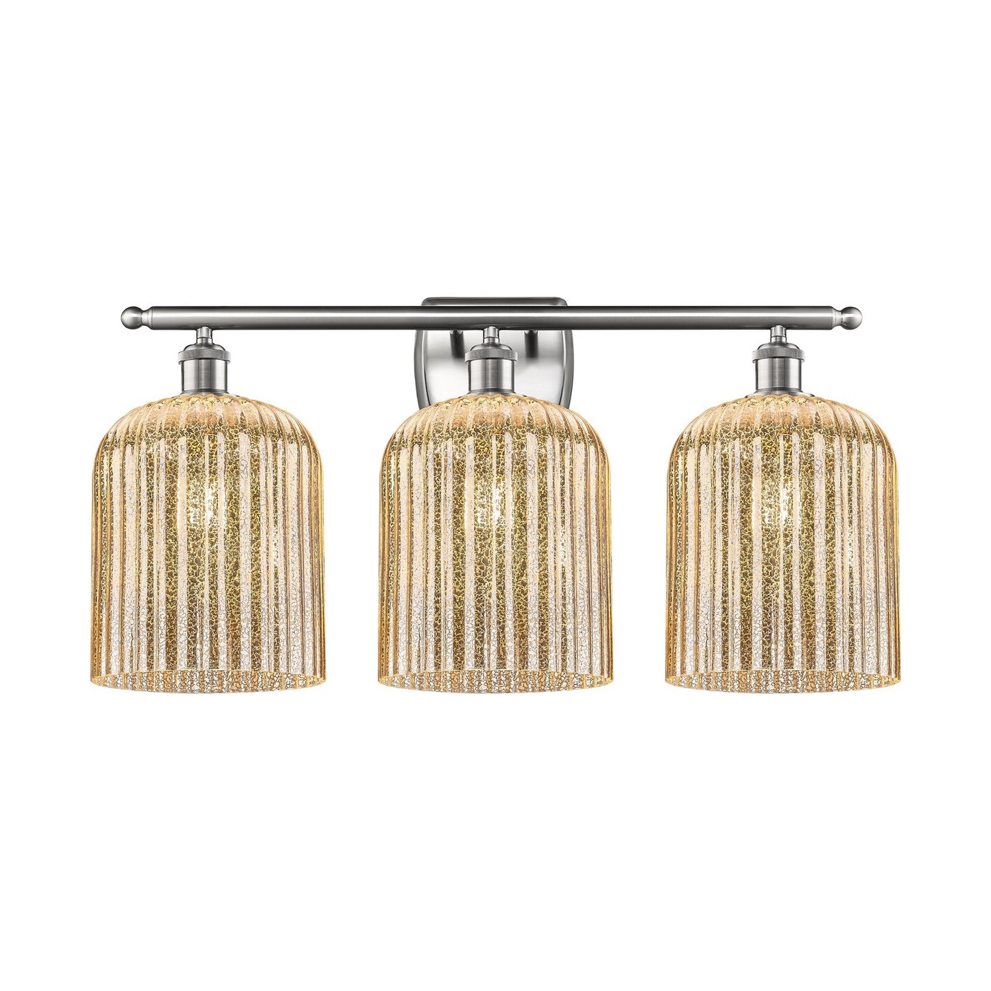 Innovations Bridal Veil 25in 3-Light Bath Vanity Light | Art Nouveau Brushed Satin Nickel and Mercury Ribbed Glass | Bathroom & | Model 516-3W-SN-G559-8ME
