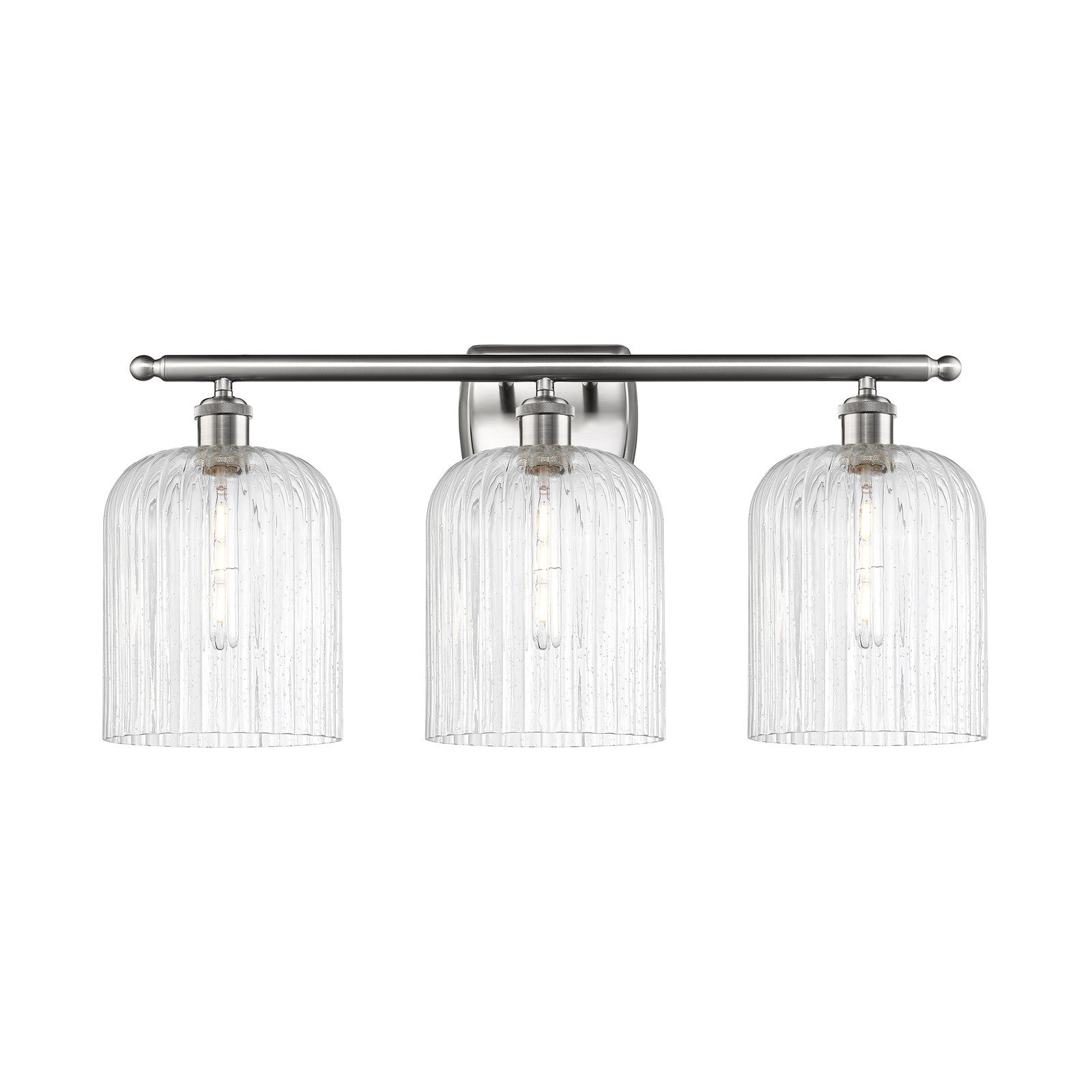 Innovations Bridal Veil 25in 3-Light Bath Vanity Light | Art Nouveau Industrial Brushed Satin Nickel and Seedy Glass | Model 516-3W-SN-G559-8SDY