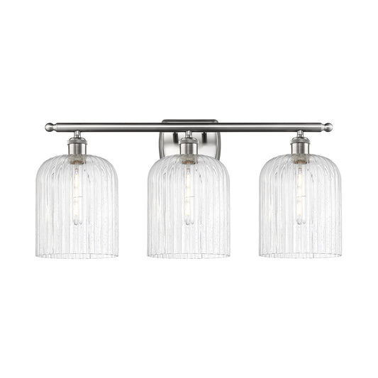 Innovations Bridal Veil 25in 3-Light Bath Vanity Light | Art Nouveau Industrial Brushed Satin Nickel and Seedy Glass | Model 516-3W-SN-G559-8SDY