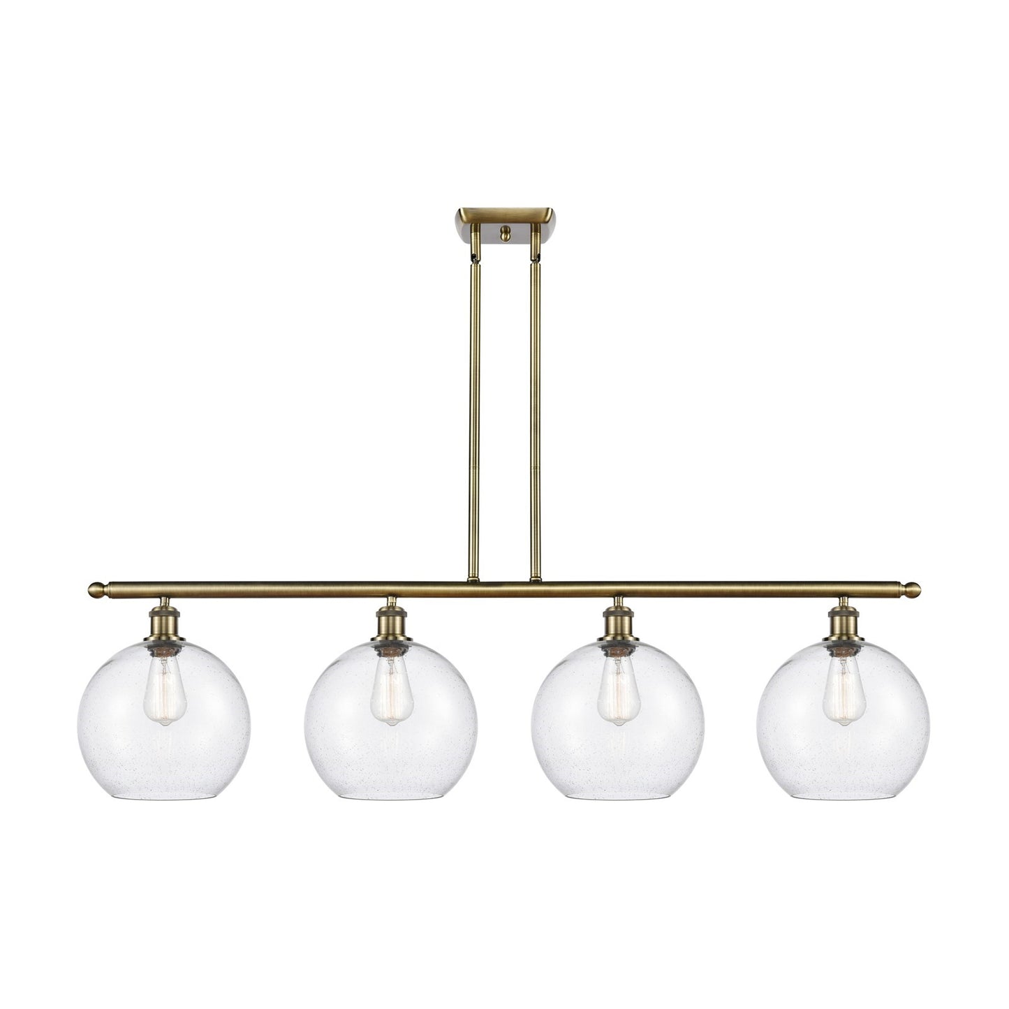 Innovations Athens 48in 4-Light Island Light | Industrial Antique Brass Steel and Seedy Glass | Kitchen Island & Dining Room | Model 516-4I-AB-G124-10