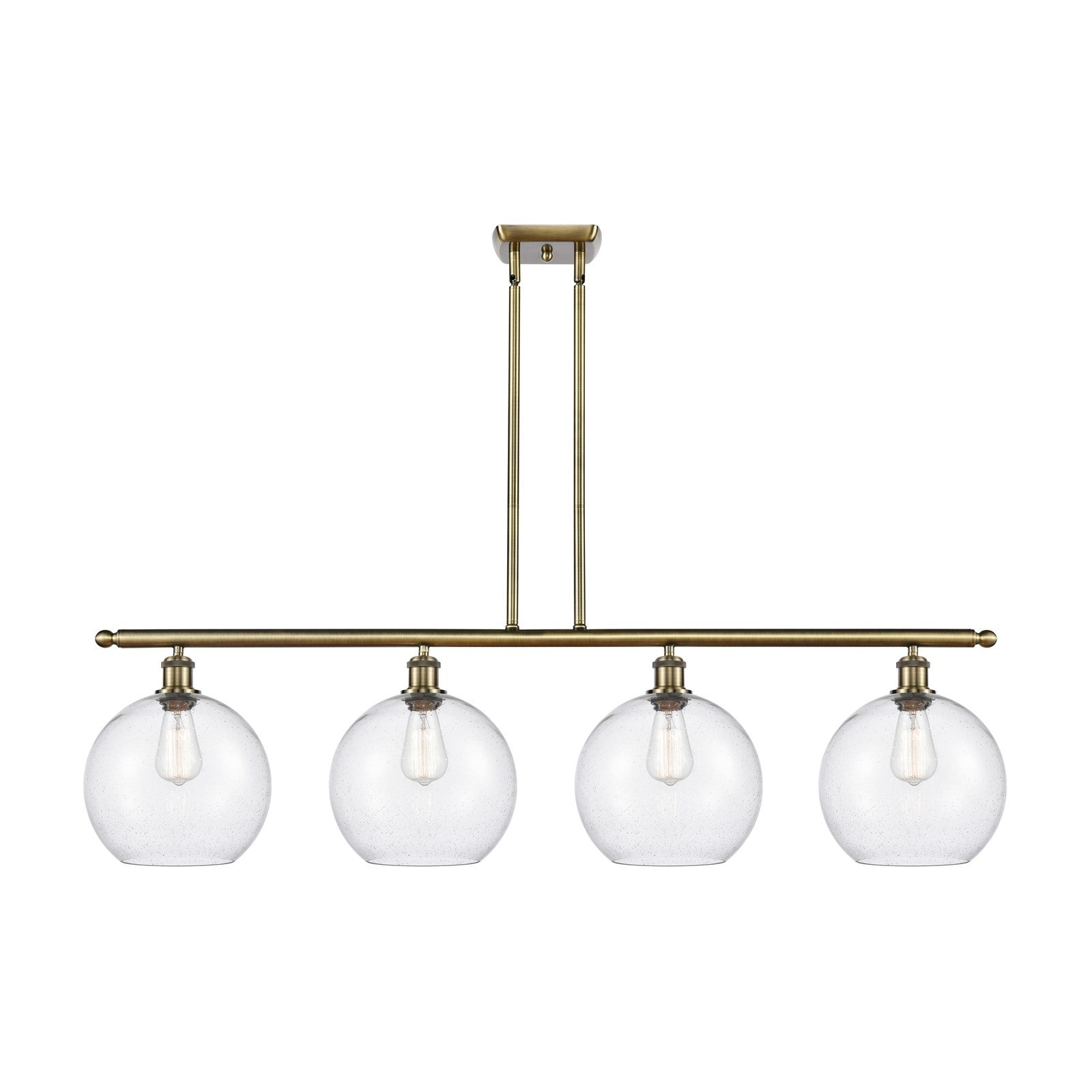 Innovations Athens 48in 4-Light Island Light | Industrial Antique Brass Steel and Seedy Glass | Kitchen Island & Dining Room | Model 516-4I-AB-G124-10