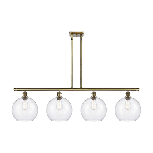 Innovations Athens 48in 4-Light Island Light | Industrial Antique Brass Steel and Seedy Glass | Kitchen Island & Dining Room | Model 516-4I-AB-G124-10