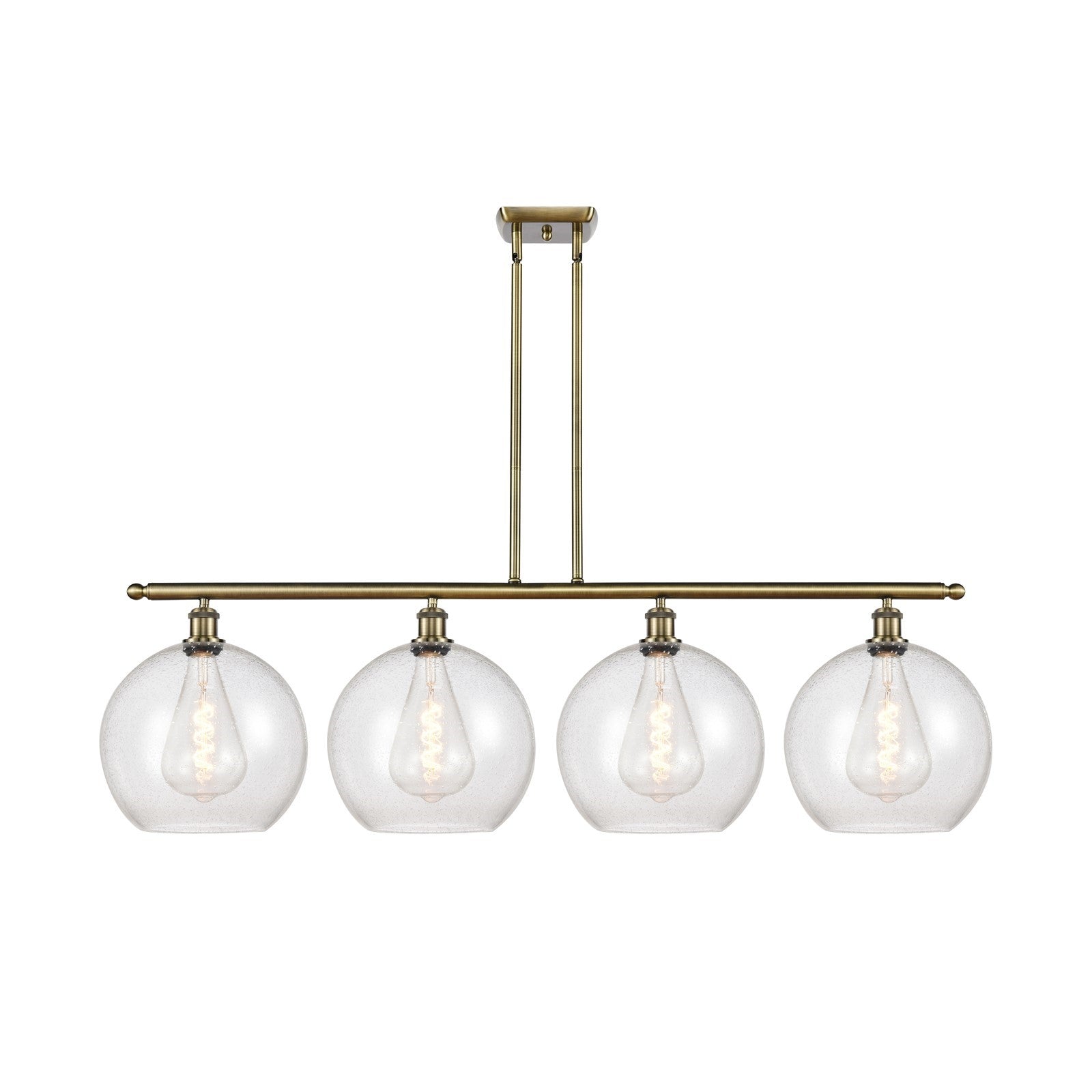 Innovations Athens 50in 4-Light Island Light | Industrial Antique Brass Steel and Seedy Glass | Kitchen Island & Dining Room | Model 516-4I-AB-G124-12