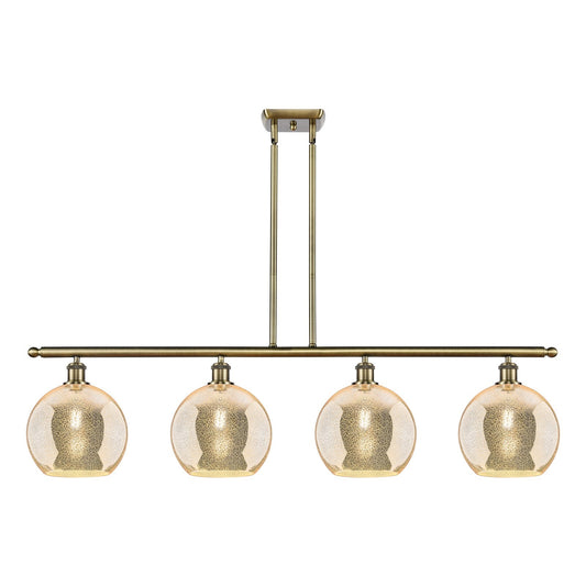 Innovations Athens 48in 4-Light Island Light | Industrial Antique Brass and Mercury Glass | Kitchen Island & Dining Room | 48.25 | Model 516-4I-AB-G128-10