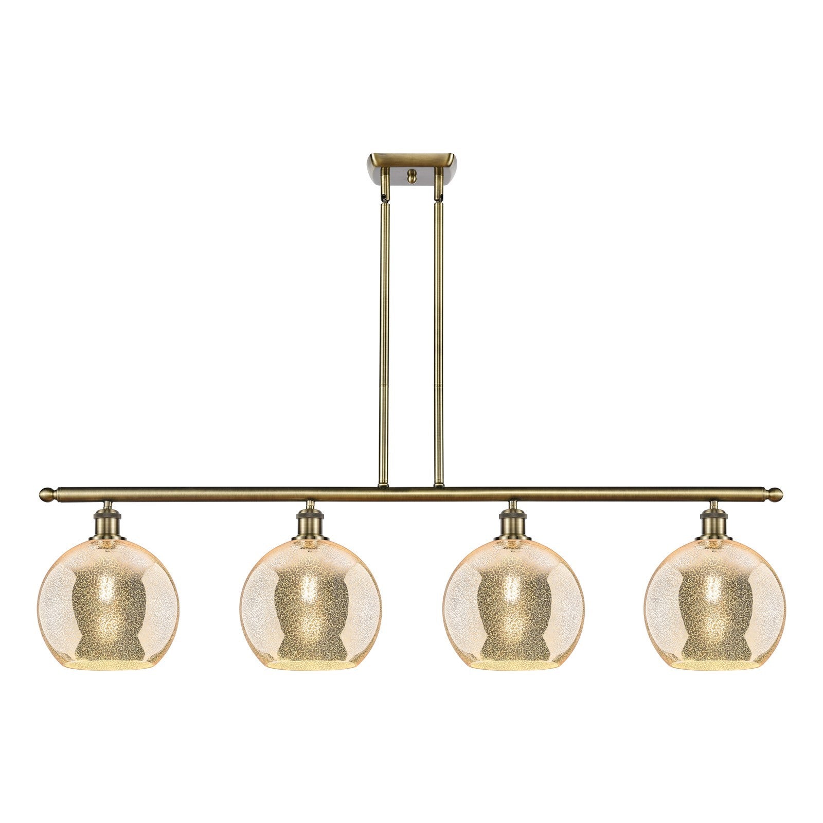 Innovations Athens 48in 4-Light Island Light | Industrial Antique Brass and Mercury Glass | Kitchen Island & Dining Room | 48.25 | Model 516-4I-AB-G128-10