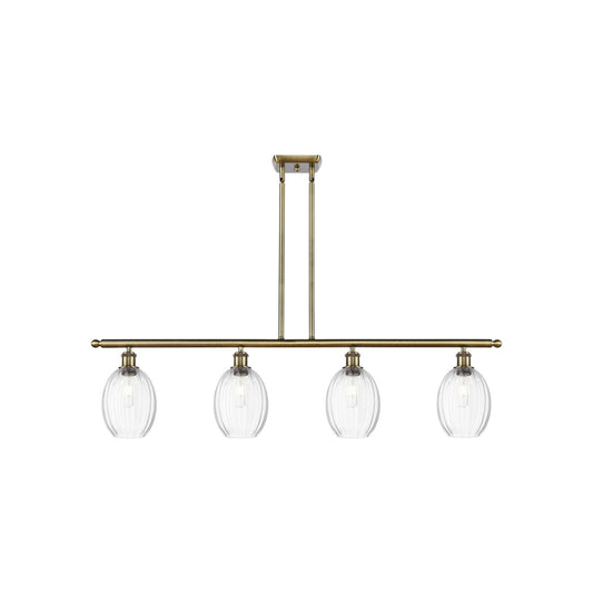 Innovations Preston Bulb 48in 4-Light Island Light | Industrial Antique Brass and Clear Glass | Kitchen Island & Dining Room | Model 516-4I-AB-G459-6CL