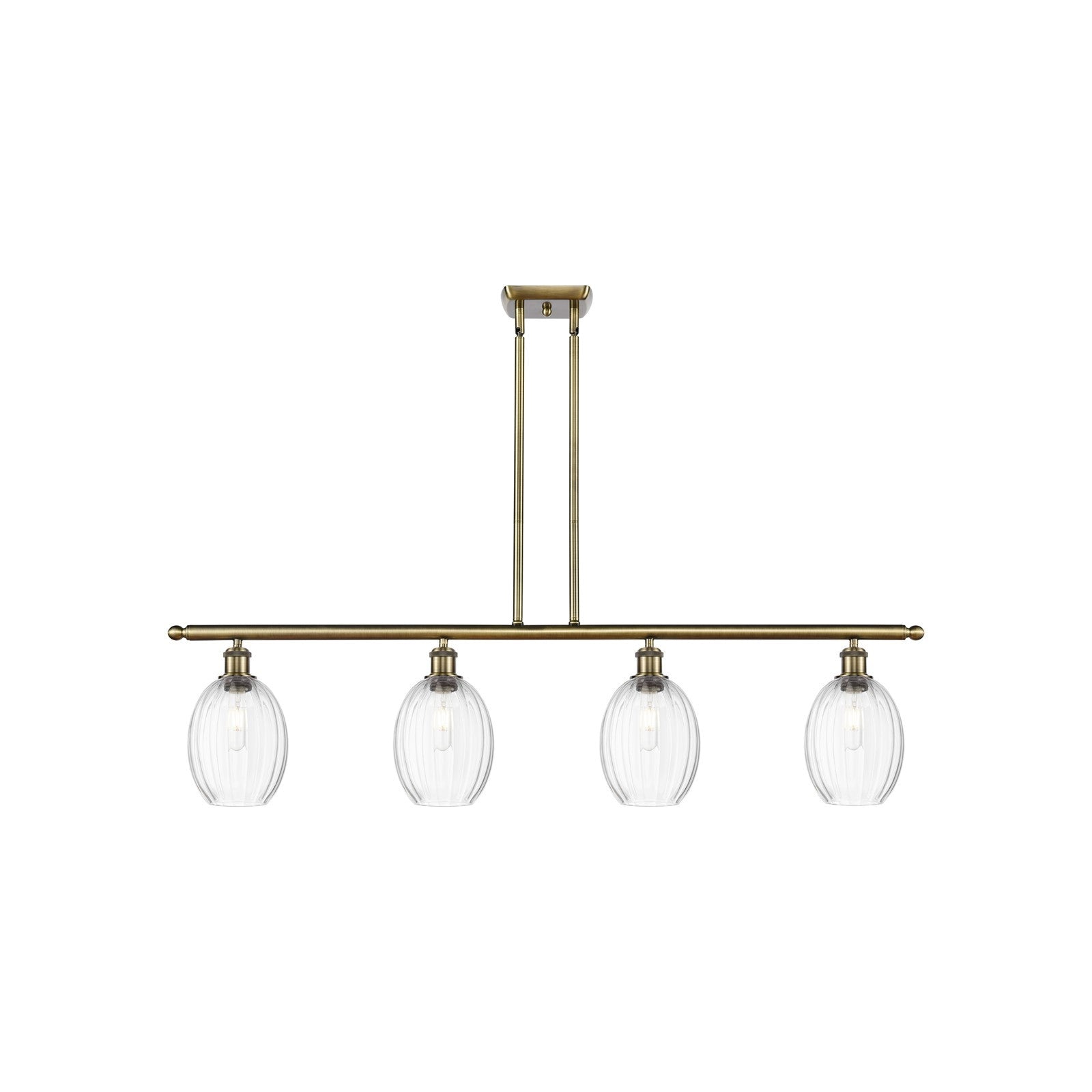 Innovations Preston Bulb 48in 4-Light Island Light | Industrial Antique Brass and Clear Glass | Kitchen Island & Dining Room | Model 516-4I-AB-G459-6CL