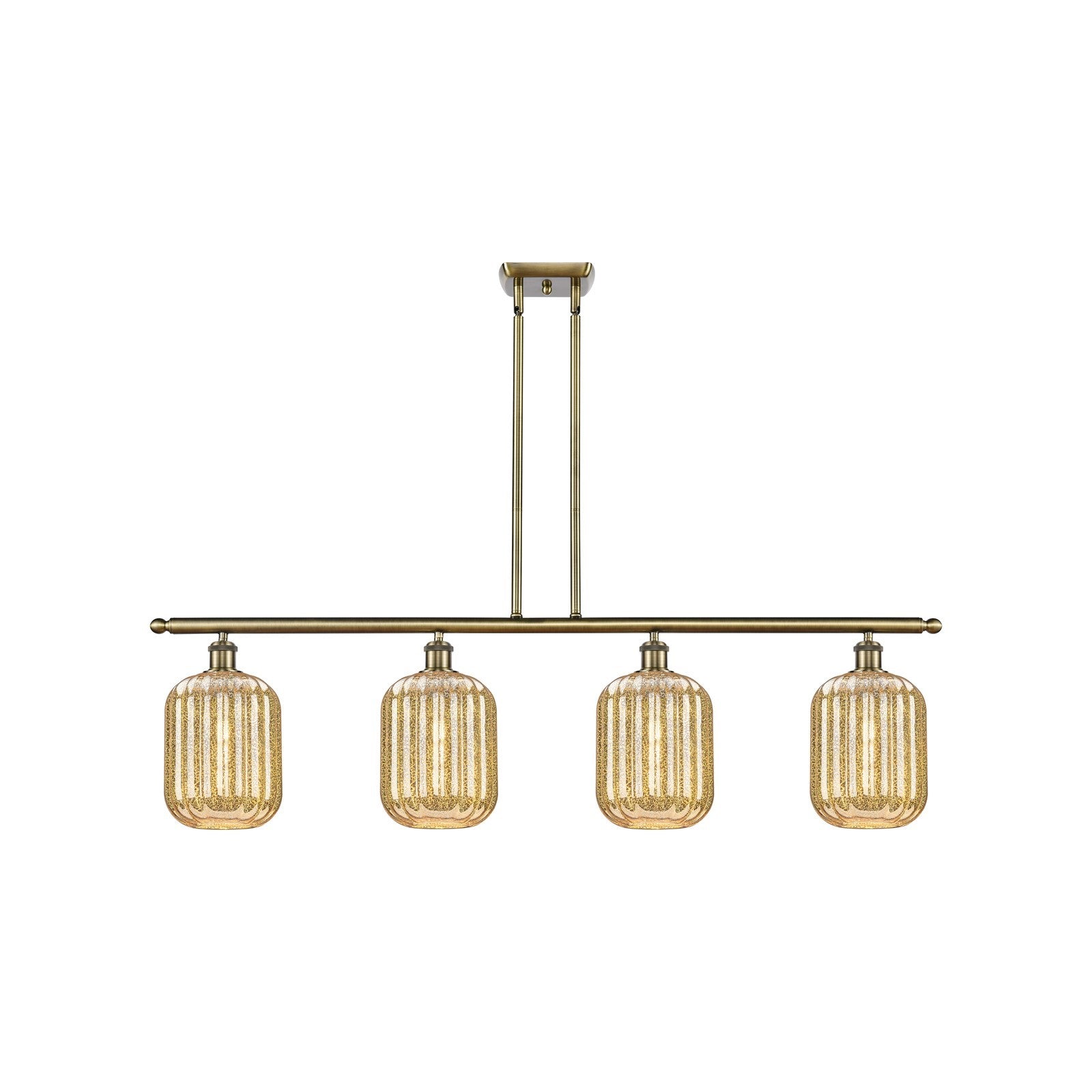 Innovations Preston Cylinder 48in 4-Light Island Light | Industrial Antique Brass and Mercury Glass | Kitchen Island & Dining | Model 516-4I-AB-G460-7ME