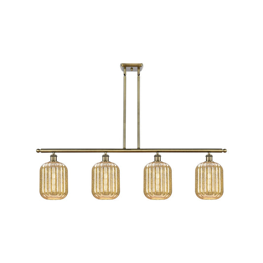Innovations Preston Cylinder 48in 4-Light Island Light | Industrial Antique Brass and Mercury Glass | Kitchen Island & Dining | Model 516-4I-AB-G460-7ME