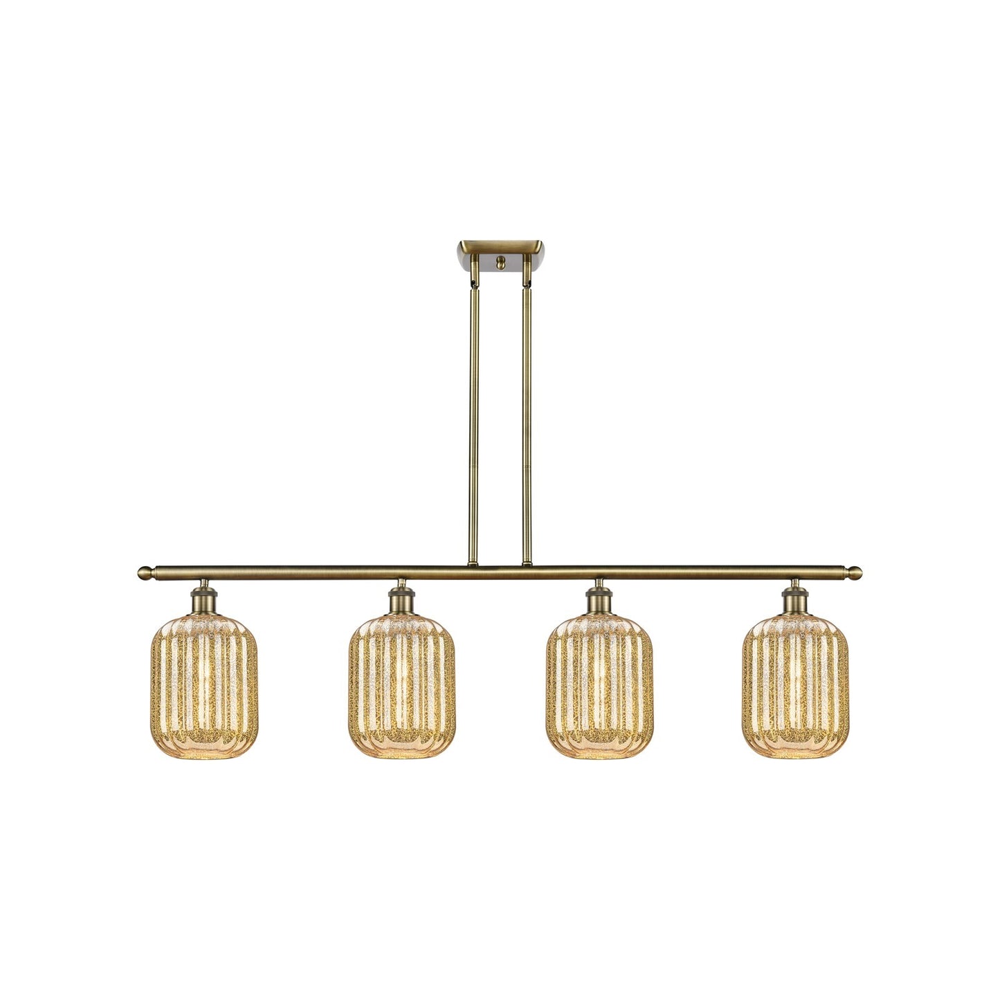 Innovations Preston Cylinder 48in 4-Light Island Light | Industrial Antique Brass and Mercury Glass | Kitchen Island & Dining | Model 516-4I-AB-G460-7ME