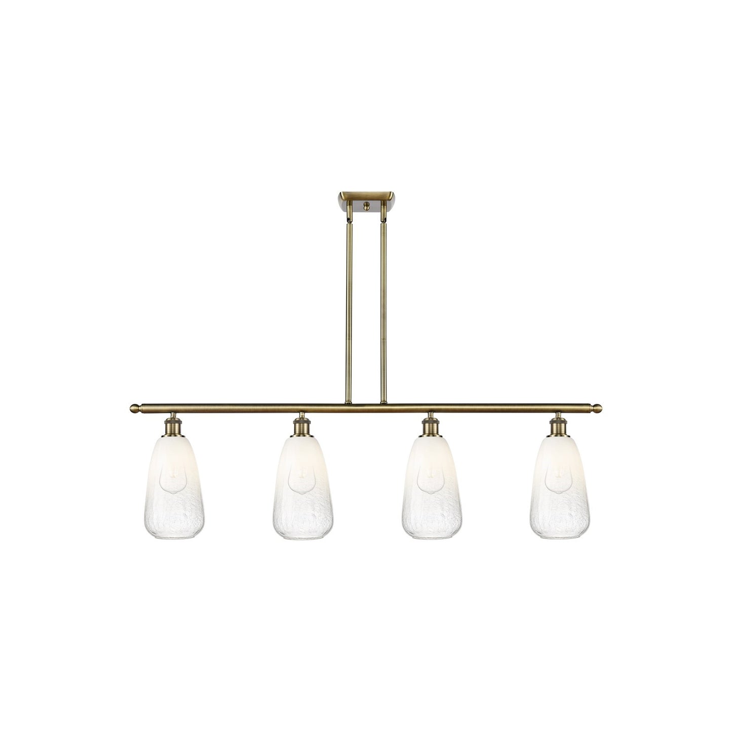 Innovations Brookhaven Almond 48in 4-Light Island Light | Industrial Antique Brass Steel and Opal Glass | Kitchen Island | 48 x | Model 516-4I-AB-G480-6OP