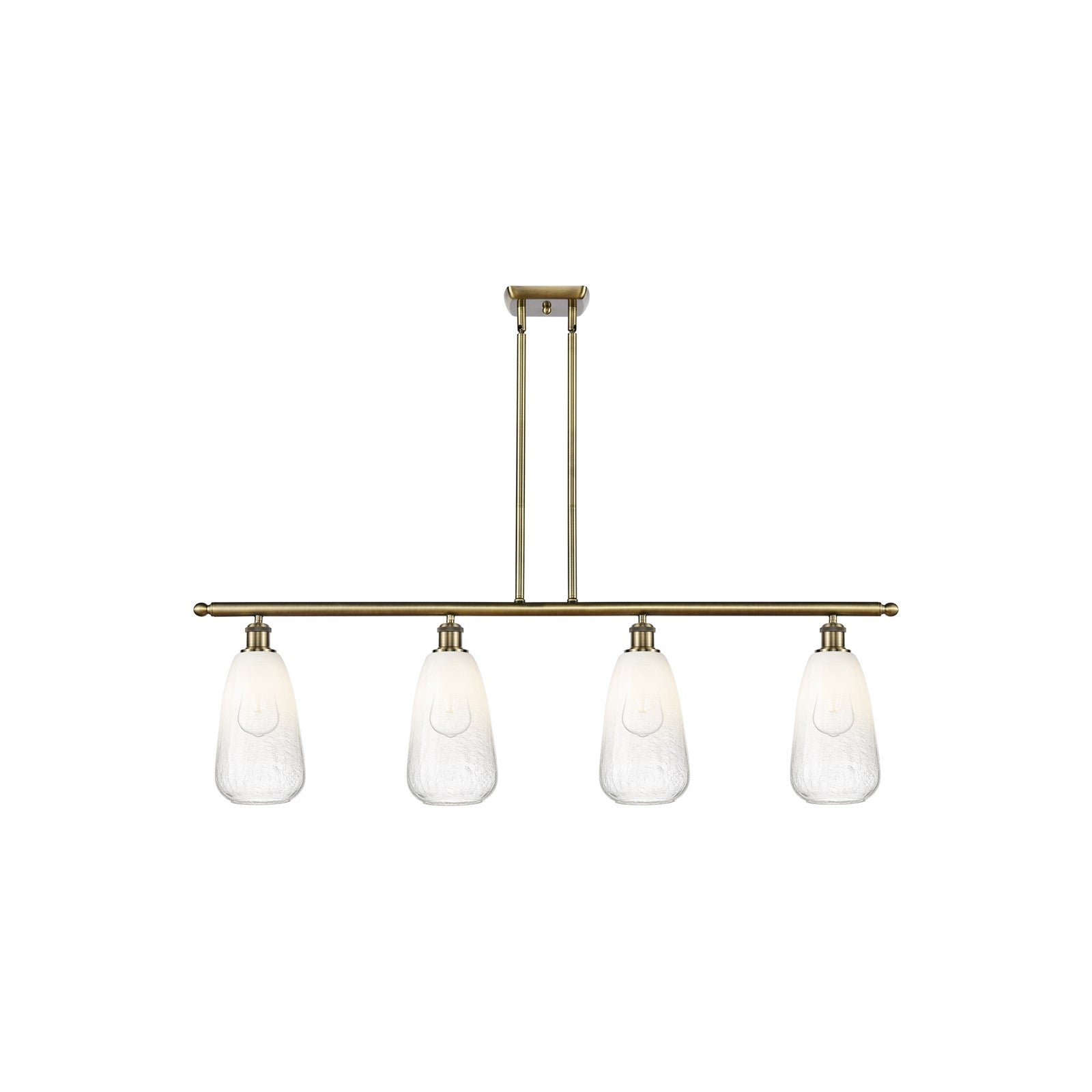 Innovations Brookhaven Almond 48in 4-Light Island Light | Industrial Antique Brass Steel and Opal Glass | Kitchen Island | 48 x | Model 516-4I-AB-G480-6OP