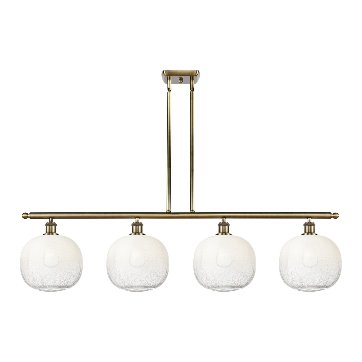Innovations Brookhaven Sphere 49in 4-Light Island Light | Industrial Antique Brass and Opal Glass | Kitchen Island & Dining | Model 516-4I-AB-G481-10OP