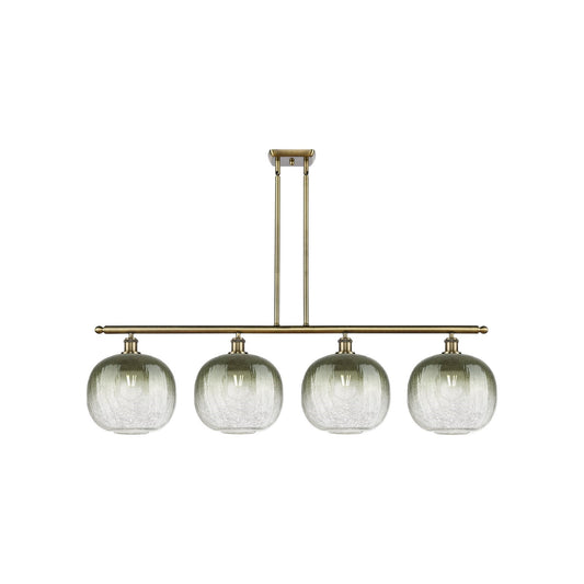 Innovations Brookhaven Sphere 49in 4-Light Island Light | Industrial Antique Brass Steel and Slate Glass | Kitchen Island & | Model 516-4I-AB-G481-10SL