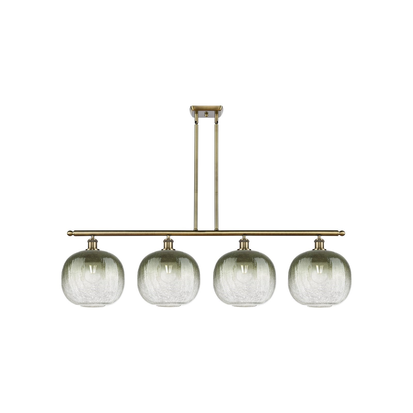 Innovations Brookhaven Sphere 49in 4-Light Island Light | Industrial Antique Brass Steel and Slate Glass | Kitchen Island & | Model 516-4I-AB-G481-10SL