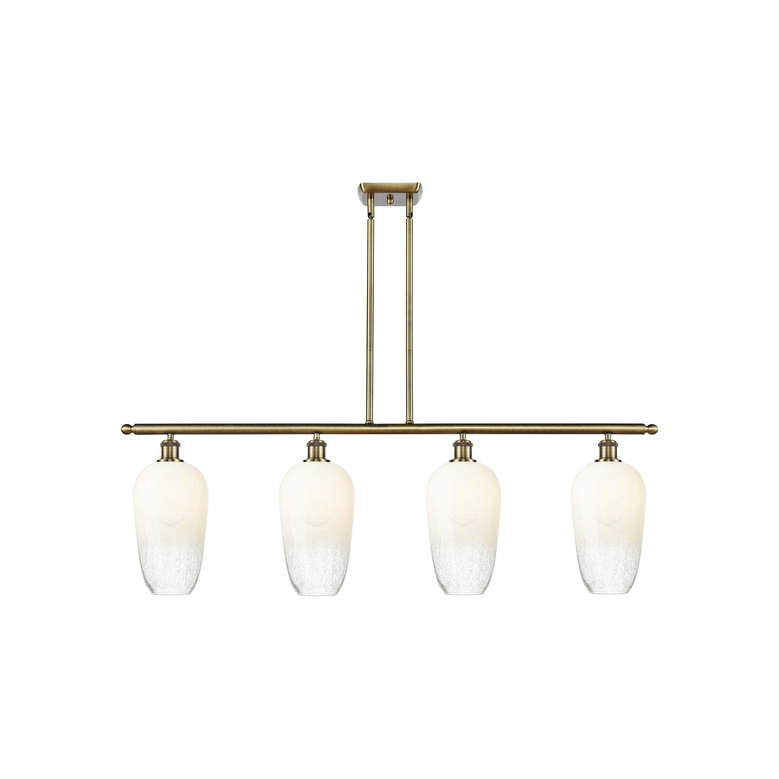 Innovations Brookhaven Flute 48in 4-Light Island Light | Industrial Antique Brass Steel and Opal Glass | Kitchen Island & | Model 516-4I-AB-G484-7OP