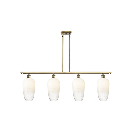 Innovations Brookhaven Flute 48in 4-Light Island Light | Industrial Antique Brass Steel and Opal Glass | Kitchen Island & | Model 516-4I-AB-G484-7OP