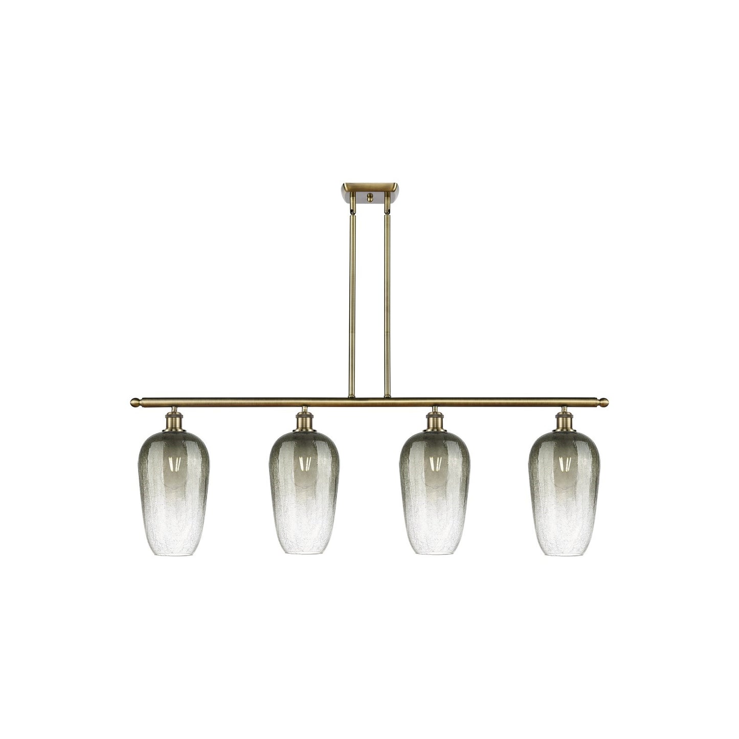 Innovations Brookhaven Flute 48in 4-Light Island Light | Industrial Antique Brass Steel and Slate Glass | Kitchen Island & | Model 516-4I-AB-G484-7SL
