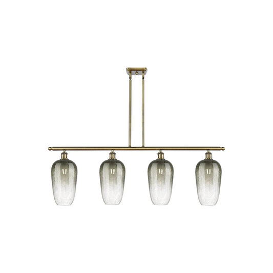 Innovations Brookhaven Flute 48in 4-Light Island Light | Industrial Antique Brass Steel and Slate Glass | Kitchen Island & | Model 516-4I-AB-G484-7SL