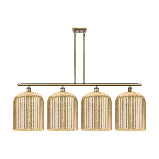 Innovations Bridal Veil 48in 4-Light Island Light | Art Nouveau Antique Brass and Mercury Ribbed Glass | Kitchen Island & | Model 516-4I-AB-G559-12ME
