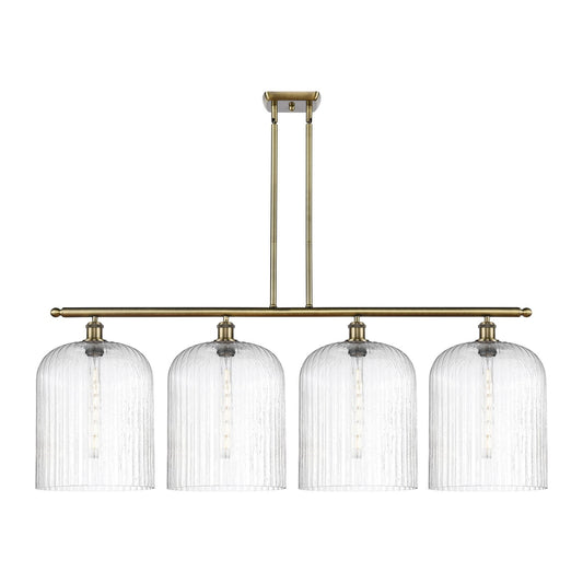 Innovations Bridal Veil 48in 4-Light Island Light | Art Nouveau Antique Brass Steel and Seedy Ribbed Glass | Kitchen Island | Model 516-4I-AB-G559-12SDY