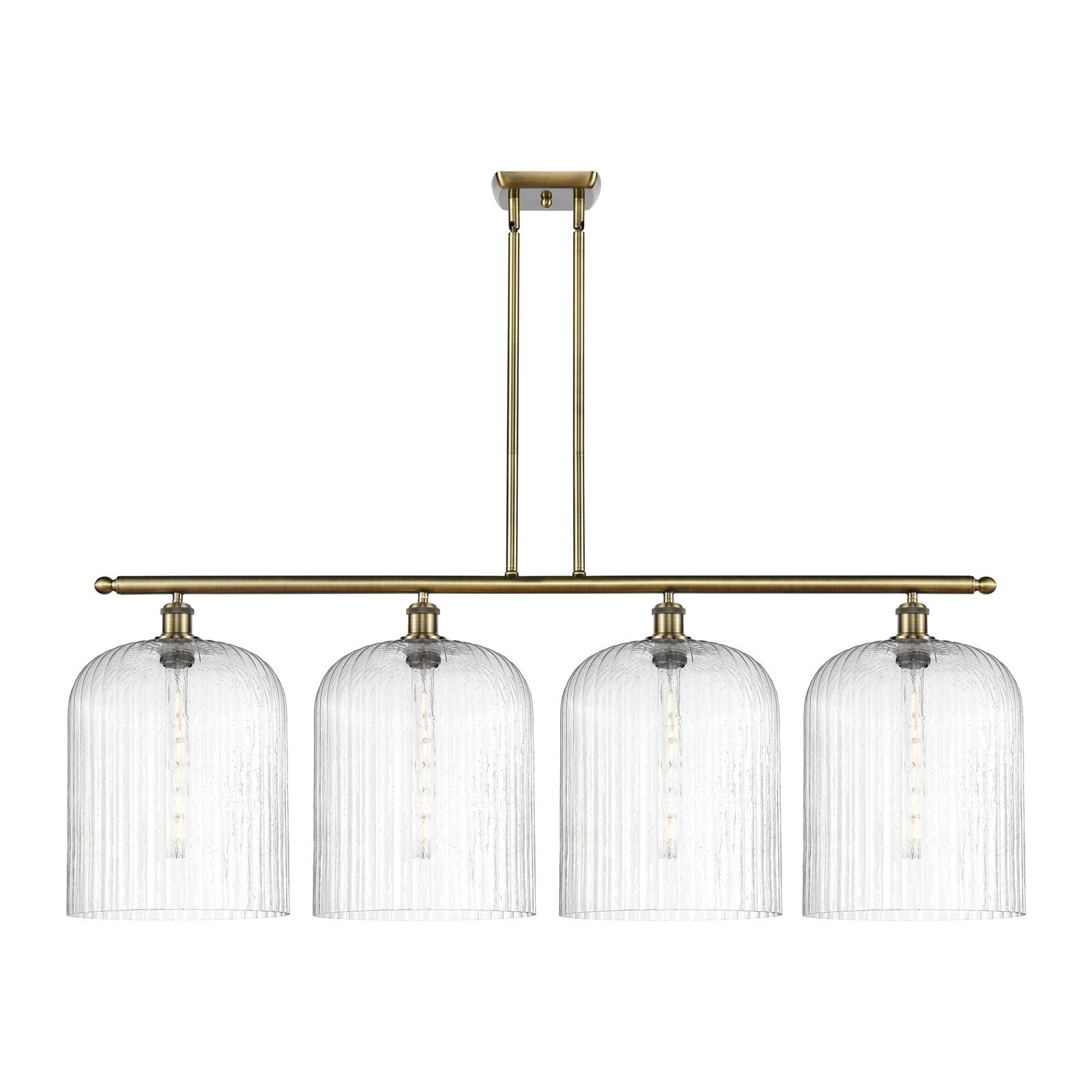 Innovations Bridal Veil 48in 4-Light Island Light | Art Nouveau Antique Brass Steel and Seedy Ribbed Glass | Kitchen Island | Model 516-4I-AB-G559-12SDY