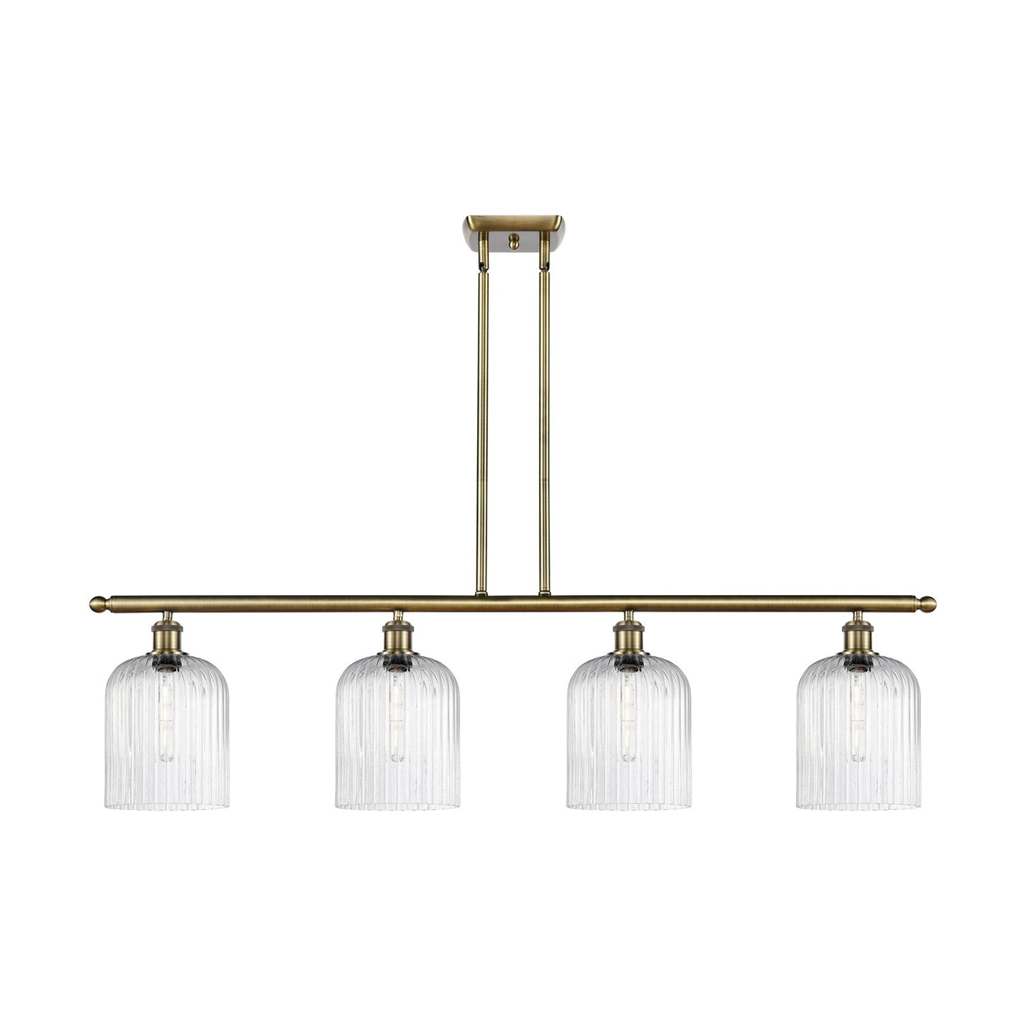 Innovations Bridal Veil 48in 4-Light Island Light | Art Nouveau Antique Brass Steel and Seedy Ribbed Glass | Kitchen Island & | Model 516-4I-AB-G559-8SDY
