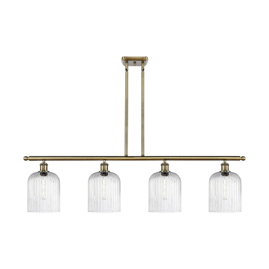 Innovations Bridal Veil 48in 4-Light Island Light | Art Nouveau Antique Brass Steel and Seedy Ribbed Glass | Kitchen Island & | Model 516-4I-AB-G559-8SDY