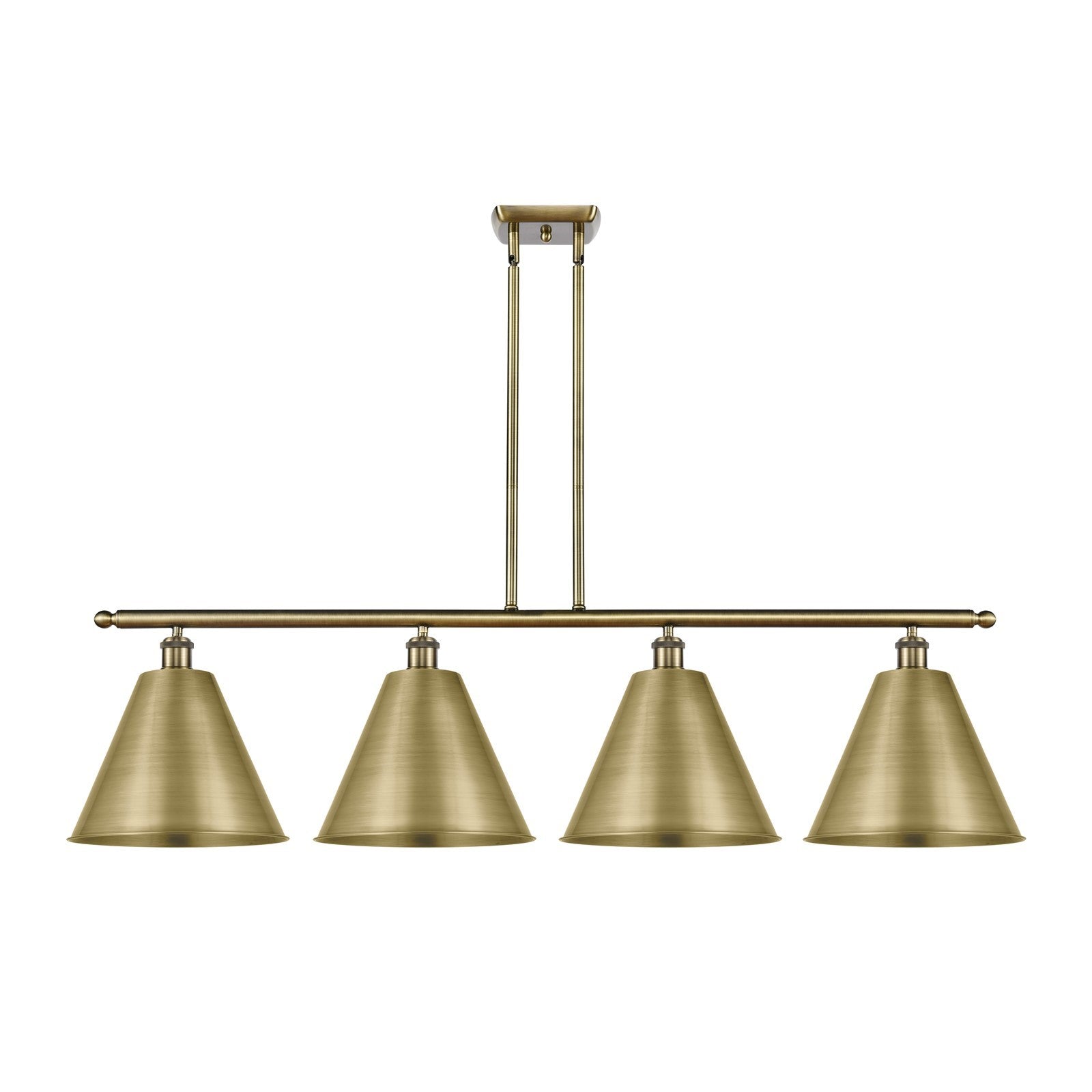 Innovations Berkshire 50in 4-Light Island Light | Industrial Antique Brass Steel and Cast Brass Metal | Kitchen Island & | Model 516-4I-AB-MBC-12-AB