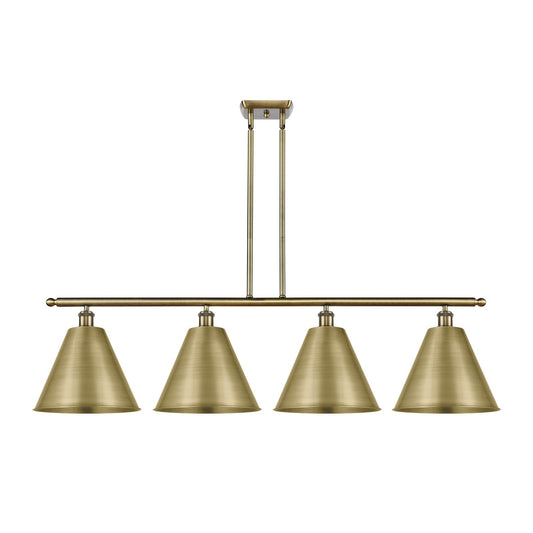 Innovations Berkshire 50in 4-Light Island Light | Industrial Antique Brass Steel and Cast Brass Metal | Kitchen Island & | Model 516-4I-AB-MBC-12-AB