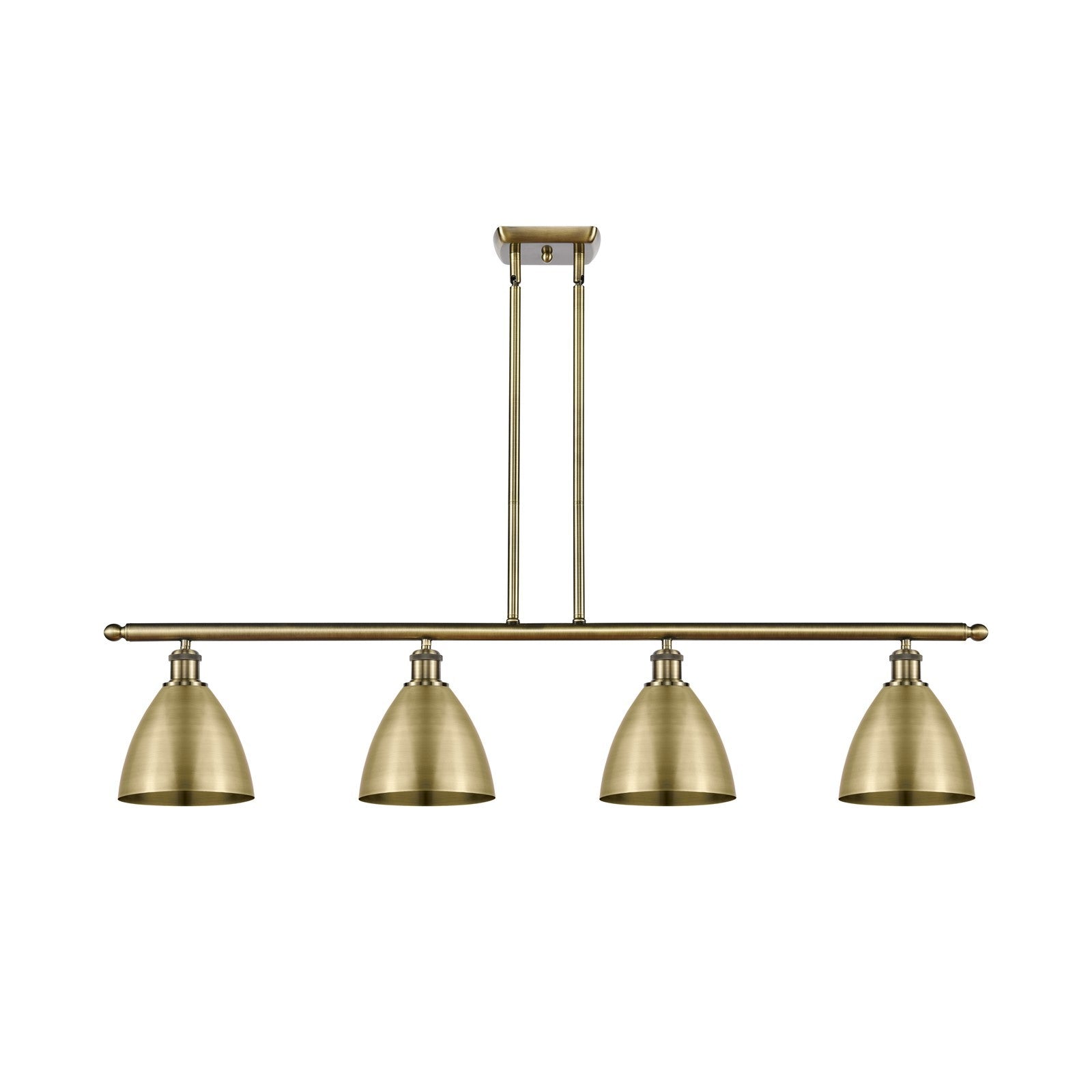 Innovations Bristol 48in 4-Light Island Light | Industrial Antique Brass Steel and Antique Brass Metal Shade | Kitchen | Model 516-4I-AB-MBD-75-AB-LED