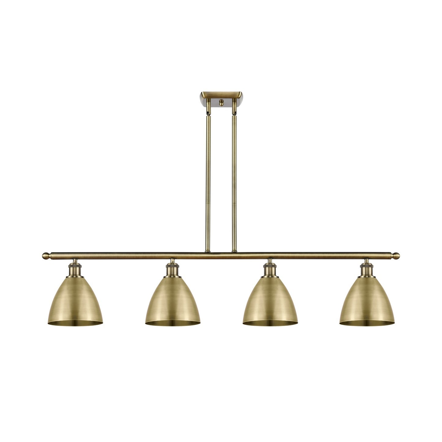 Innovations Bristol 48in 4-Light Island Light | Industrial Antique Brass Steel and Antique Brass Metal Shade | Kitchen | Model 516-4I-AB-MBD-75-AB-LED