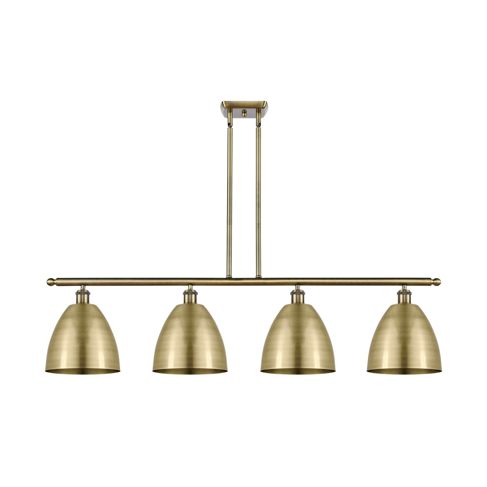 Innovations Bristol 48in 4-Light Island Light | Industrial Antique Brass Metal Shade | Kitchen Island & Dining Room | 48 x | Model 516-4I-AB-MBD-9-AB