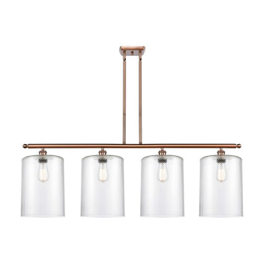 Innovations Cobbleskill 48in 4-Light Island Light | Industrial Antique Copper Steel and Clear Glass | Kitchen Island & Dining | Model 516-4I-AC-G112-L