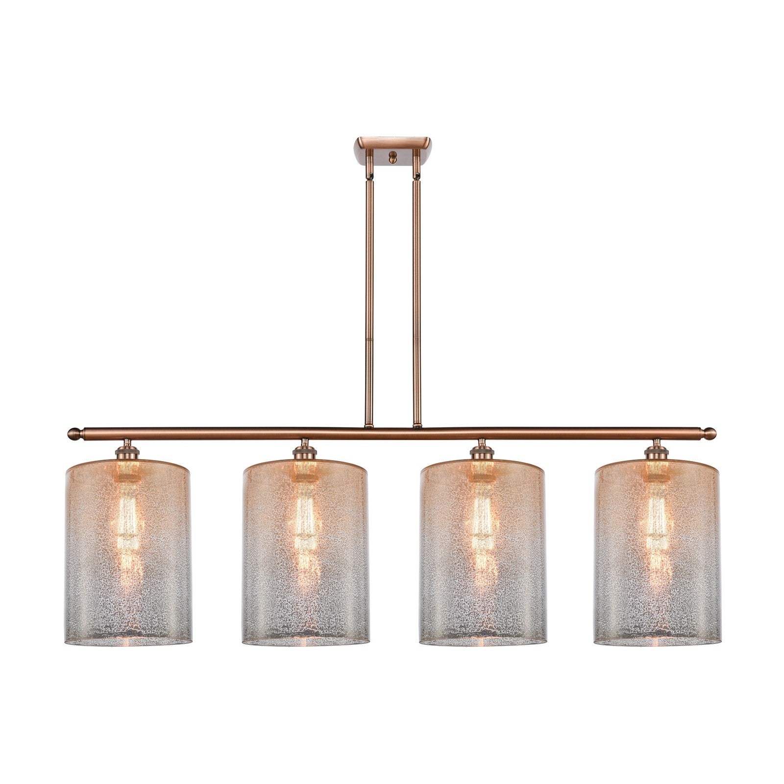 Innovations Cobbleskill 48in 4-Light Island Light | Art Nouveau Industrial Antique Copper Steel and Mercury Glass | Kitchen | Model 516-4I-AC-G116-L