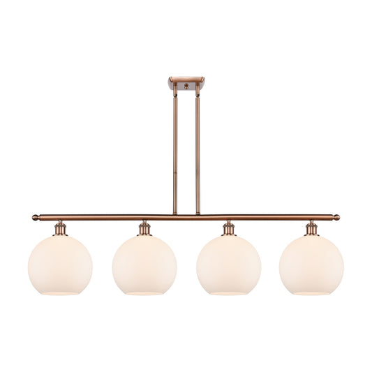 Innovations Athens 48in 4-Light Island Light | Industrial Antique Copper and Matte White Glass | Kitchen Island & Dining Room | Model 516-4I-AC-G121-10