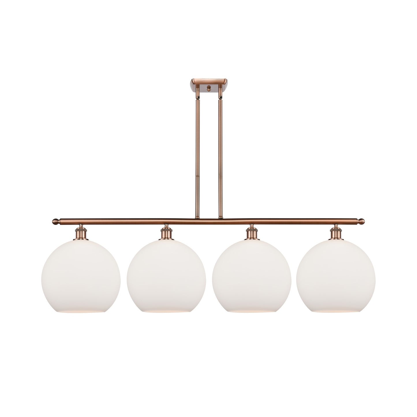 Innovations Athens 50in 4-Light Island Light | Industrial Antique Copper Steel and Matte White Glass | Kitchen Island & Dining | Model 516-4I-AC-G121-12