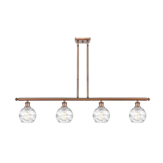 Innovations Athens Deco Swirl 48in 4-Light Island Light | Industrial Antique Copper Steel and Clear Glass | Kitchen Island | Model 516-4I-AC-G1213-6CL