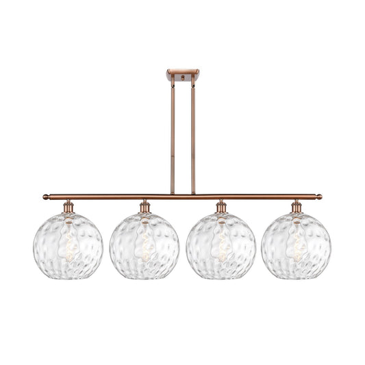Innovations Athens 50in 4-Light Island Light | Industrial Antique Copper and Clear Water Glass | Kitchen Island & Dining Room | Model 516-4I-AC-G1215-12