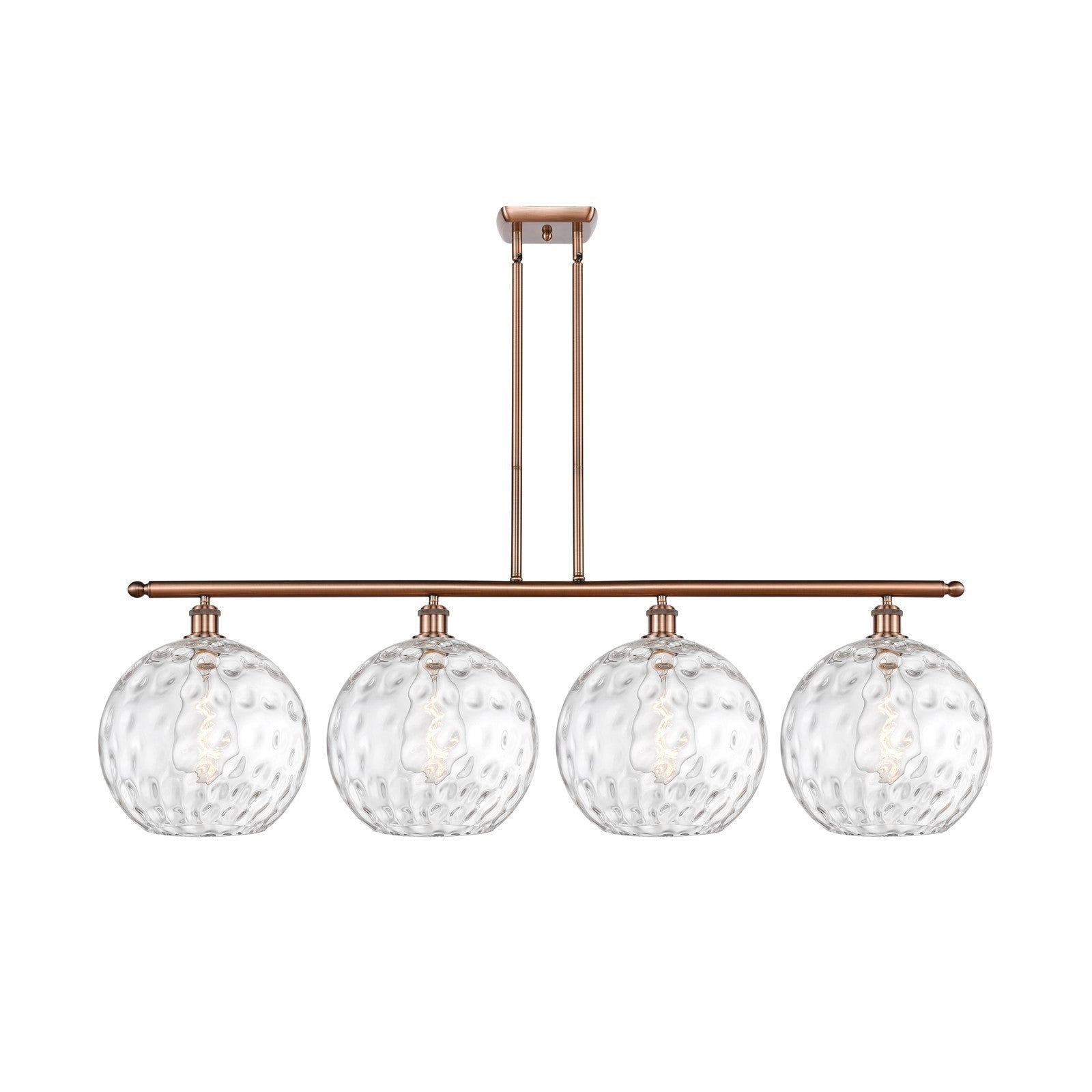 Innovations Athens 50in 4-Light Island Light | Industrial Antique Copper and Clear Water Glass | Kitchen Island & Dining Room | Model 516-4I-AC-G1215-12