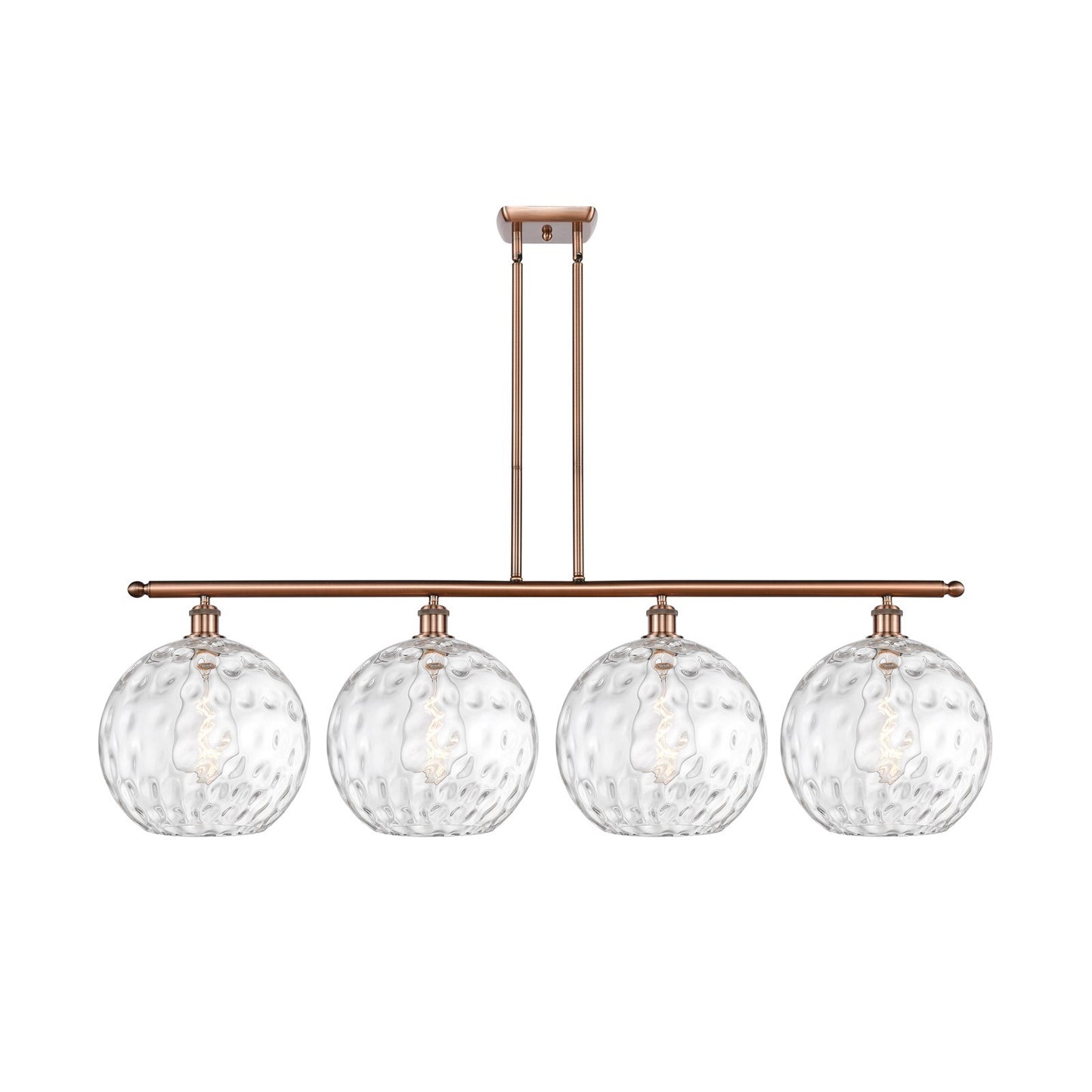 Innovations Athens 50in 4-Light Island Light | Industrial Antique Copper and Clear Water Glass | Kitchen Island & Dining Room | Model 516-4I-AC-G1215-12