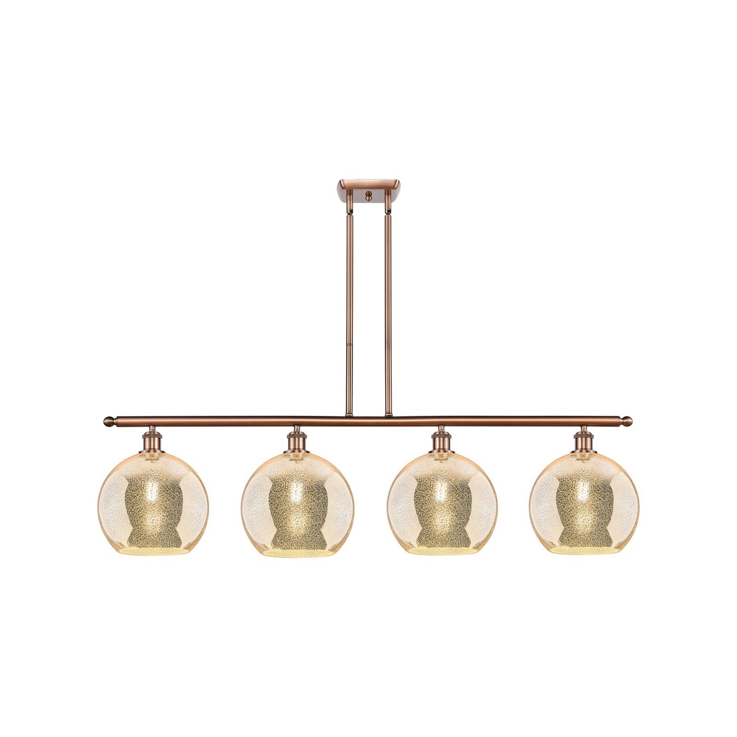 Innovations Athens 48in 4-Light Island Light | Industrial Antique Copper Steel and Mercury Glass | Kitchen Island & Dining Room | Model 516-4I-AC-G128-10