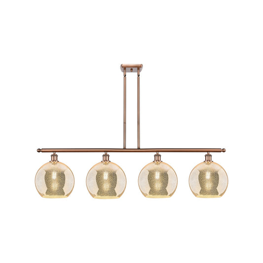 Innovations Athens 48in 4-Light Island Light | Industrial Antique Copper Steel and Mercury Glass | Kitchen Island & Dining Room | Model 516-4I-AC-G128-10