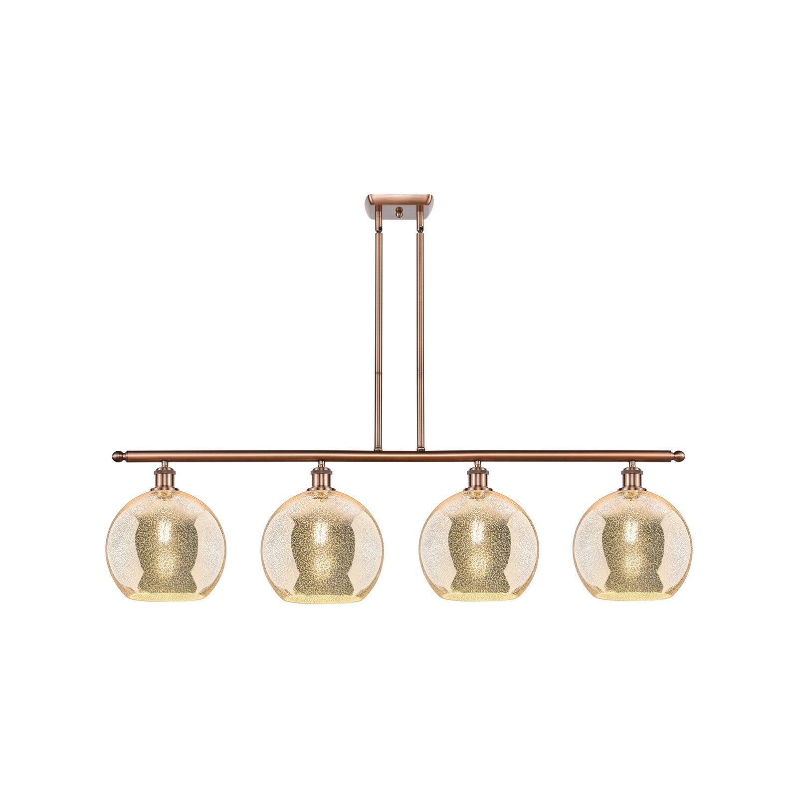 Innovations Athens 48in 4-Light Island Light | Industrial Antique Copper Steel and Mercury Glass | Kitchen Island & Dining Room | Model 516-4I-AC-G128-10